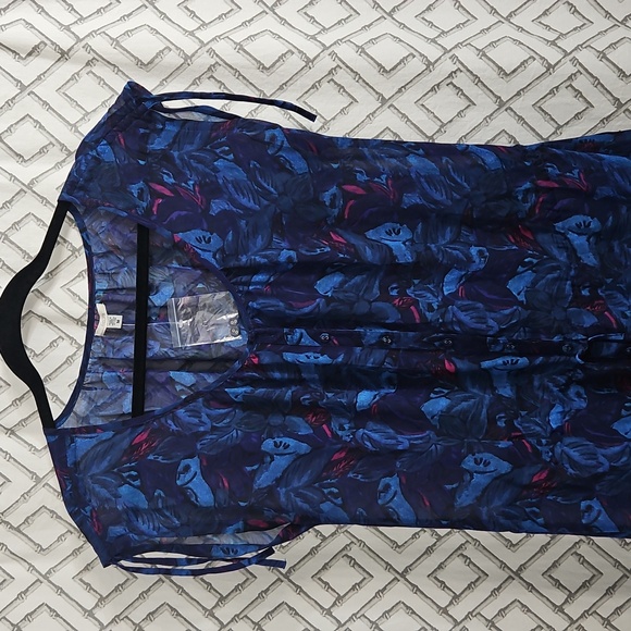 Ecote Blue Floral Print Blouse In Suze Medium - Picture 2 of 7